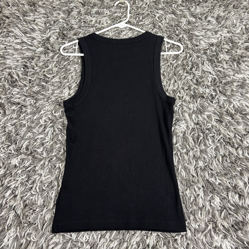 Babaton Aritzia Black Ribbed Scoop Neck Tank Top Large 121548 Slim Fit Cotton - Picture 6 of 6